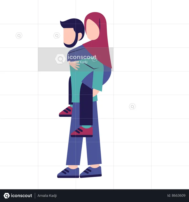 Romantic Islamic Couple  Illustration