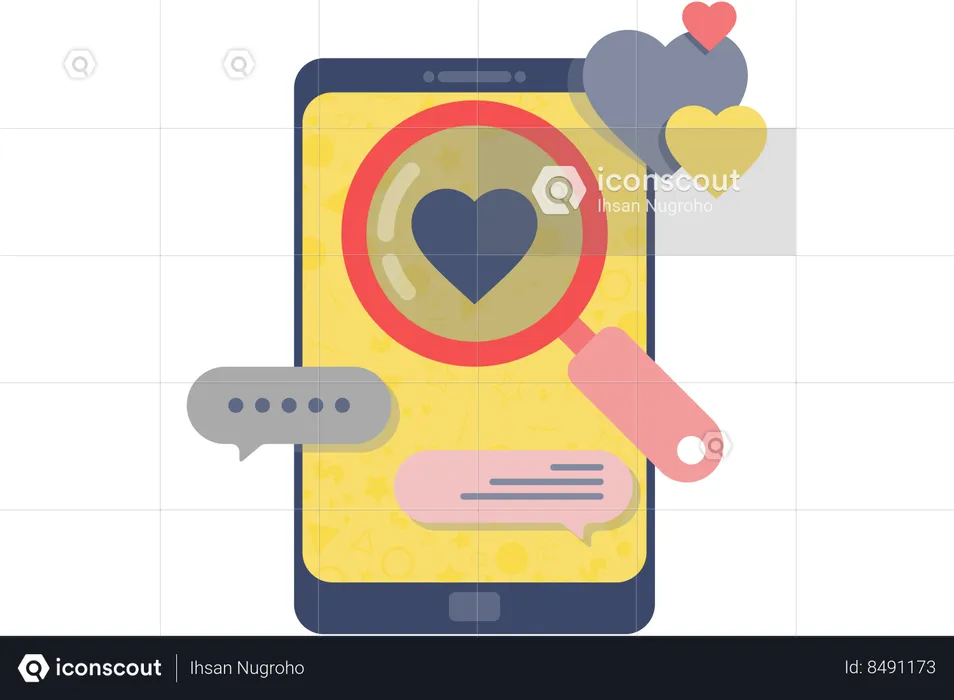 Romantic messages on smartphone  Illustration