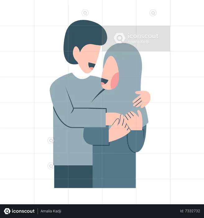 Romantic Muslim Couple  Illustration