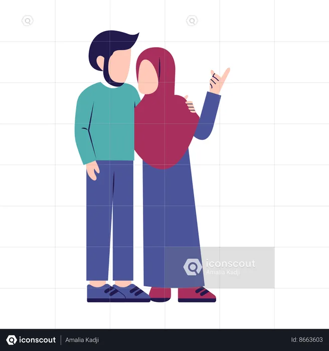 Romantic Muslim Couple  Illustration