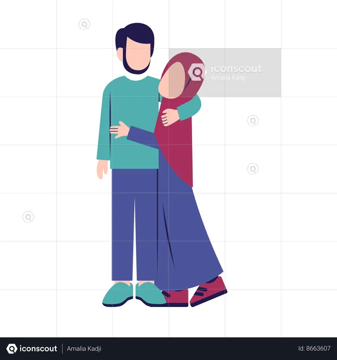 Romantic Muslim Couple  Illustration