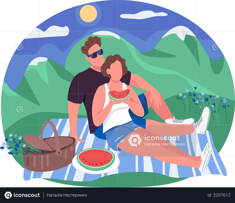 Romantic picnic  Illustration