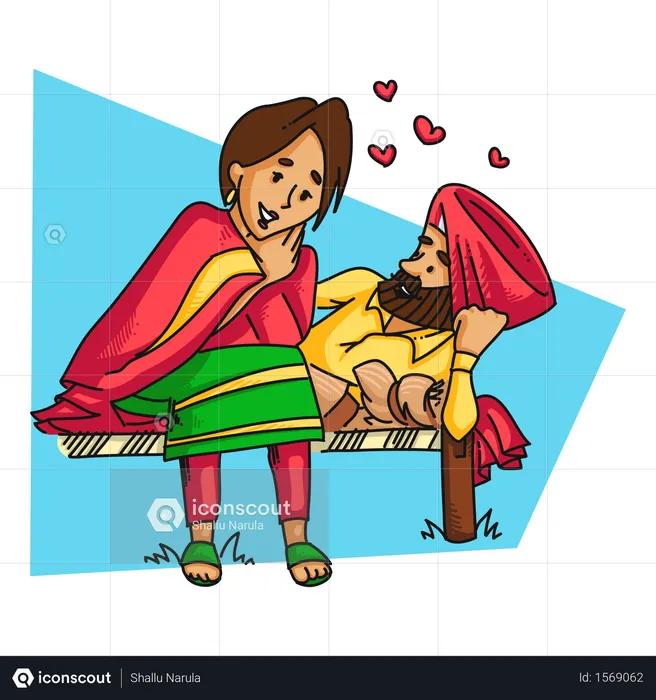 Romantic punjabi couple love  Illustration