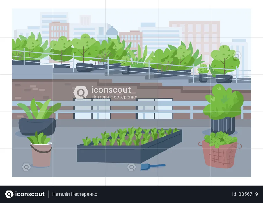 Rooftop gardening  Illustration