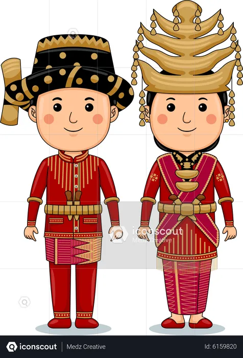 Ropa de pareja Mandailing Batak  Ilustración