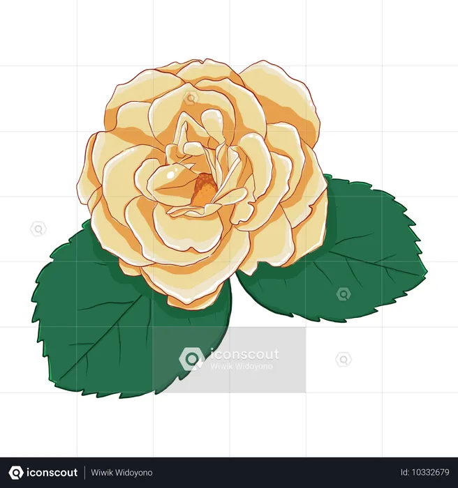 Rose jaune avec des feuilles  Illustration