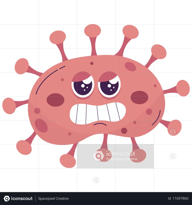 Rosto vermelho de micróbio irritado  Ilustração