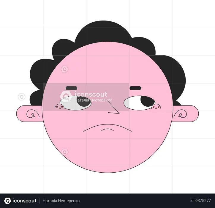 Round face disappointed  Illustration