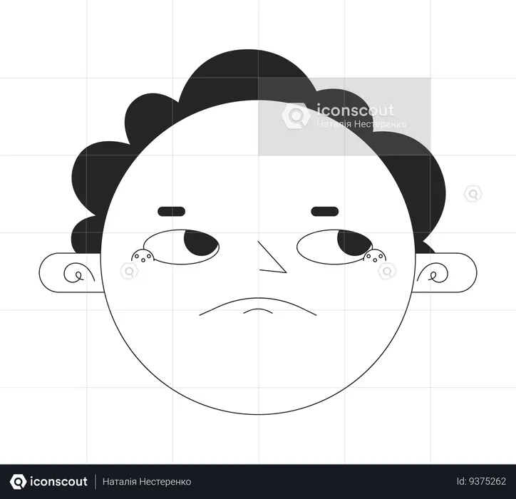 Round face disappointed  Illustration