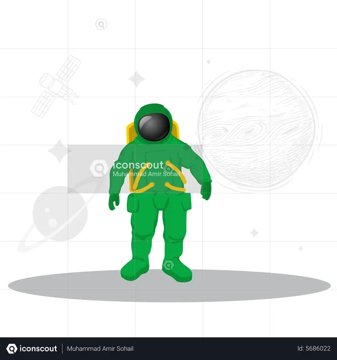 Astronauta com roupas espaciais  Ilustração