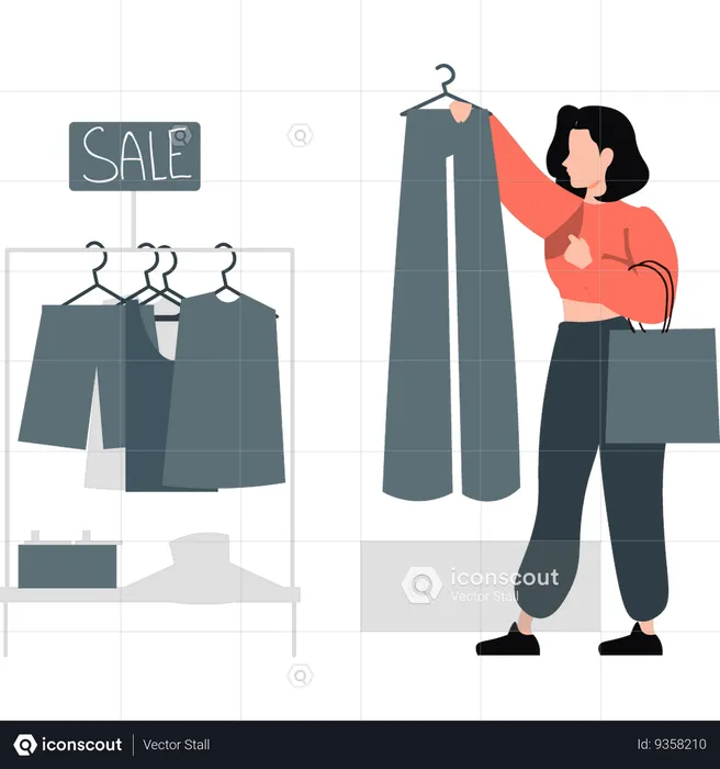 Mulher comprando roupas  Ilustração