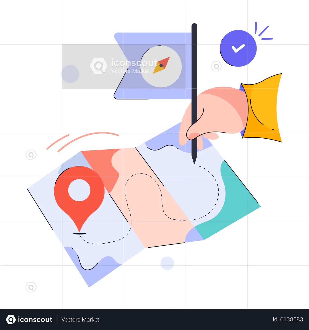 Best Route Map Illustration download in PNG & Vector format