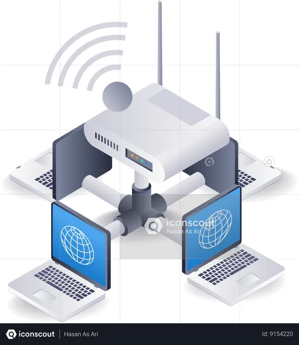 Router Usage Network  Illustration