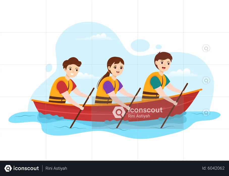 Rowing Sport Competition  Illustration