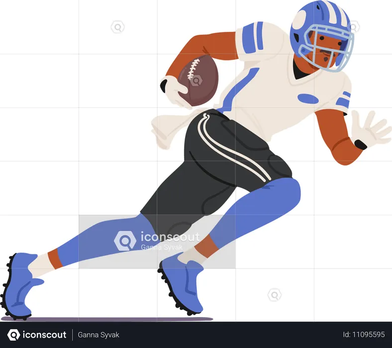 Rugby Clutching Ball Tightly  Illustration