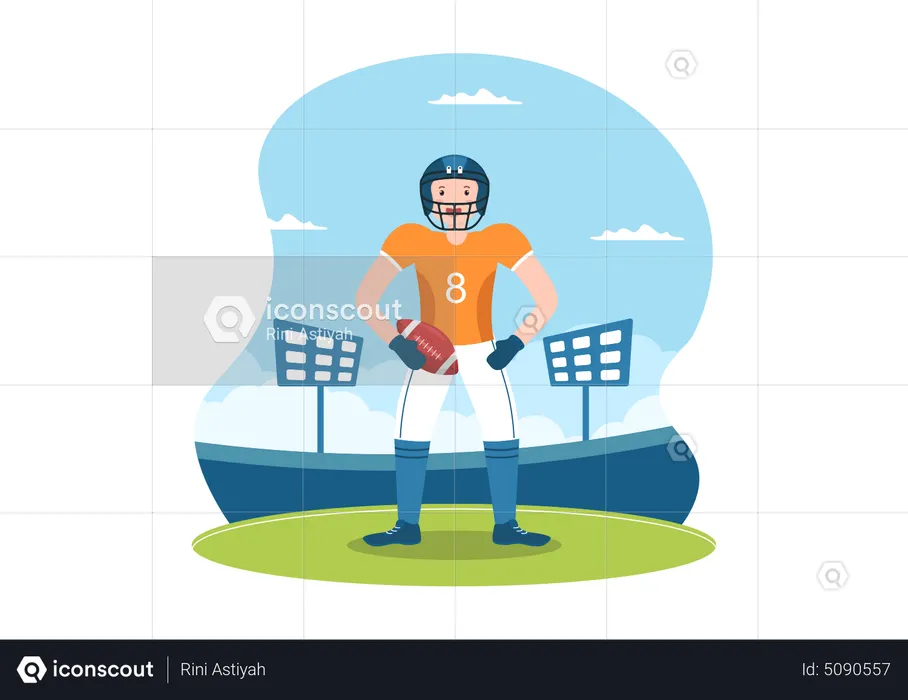 Rugby player holding rugby ball  Illustration