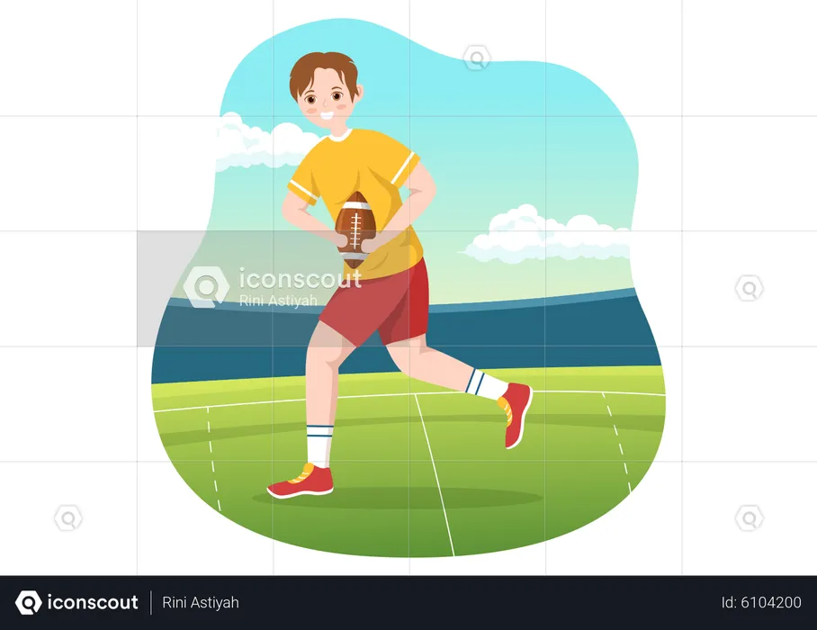 Rugby player holding rugby ball  Illustration