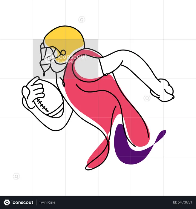 Rugby player running for score  Illustration