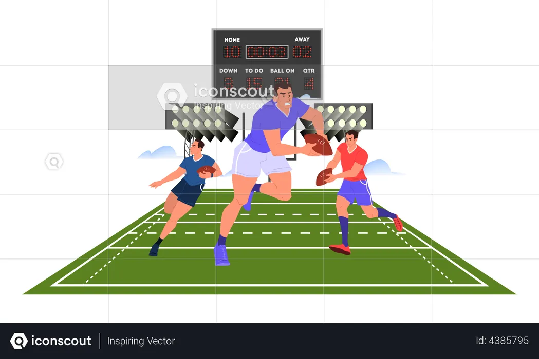 Rugby player running with a ball  Illustration