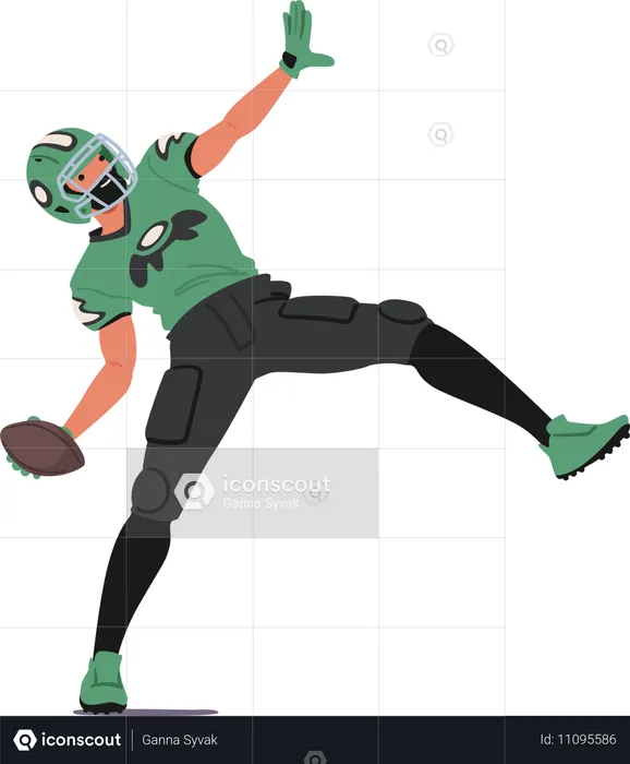 Rugby-Spieler mit kraftvollem Spin  Illustration