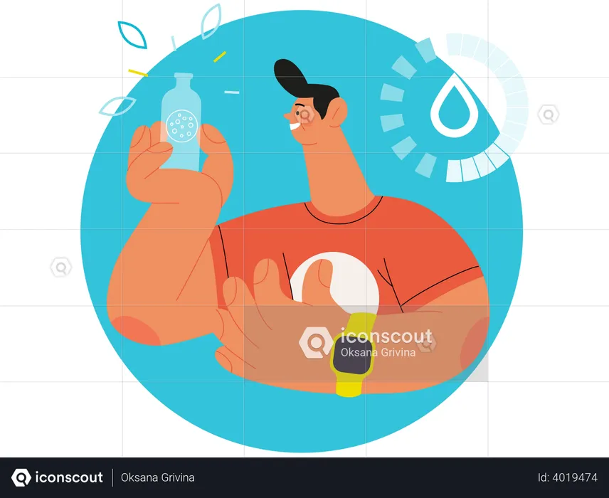 Runner Drinking Water  Illustration