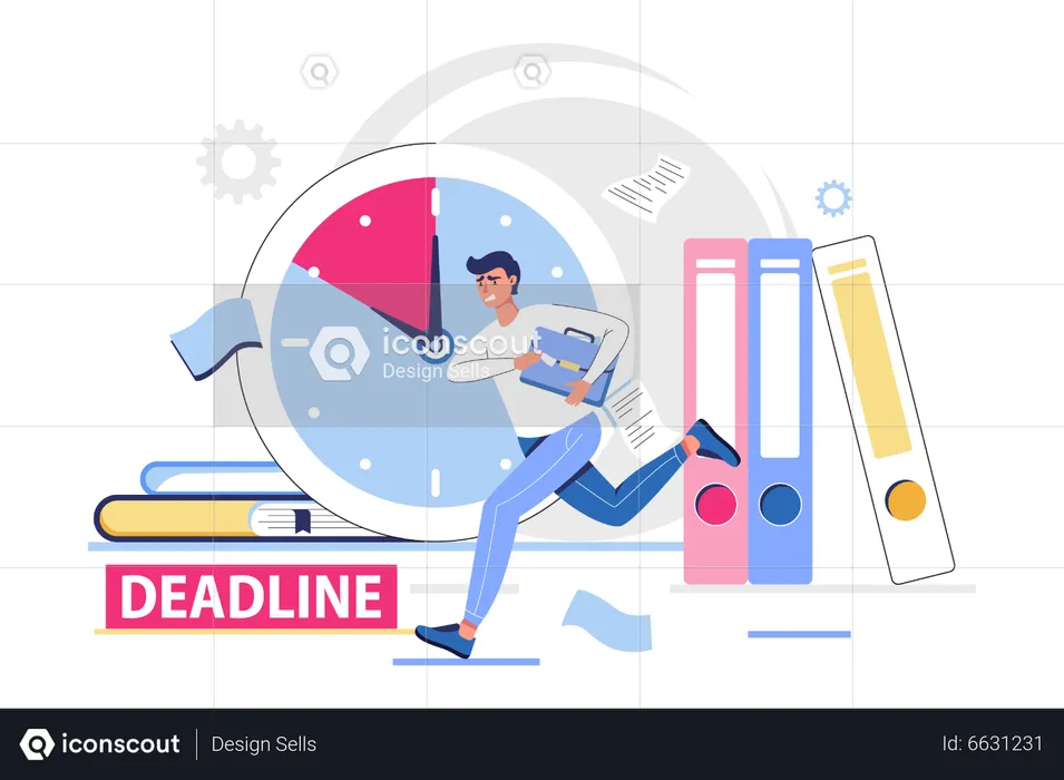 Running businessman getting late for office  Illustration