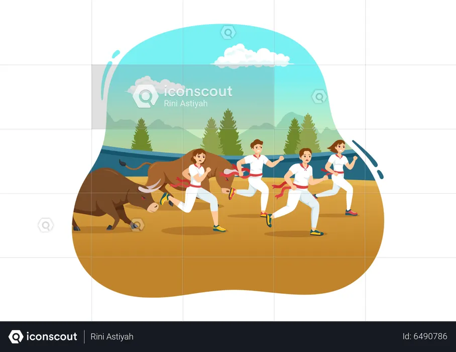 Running of Bulls  Illustration