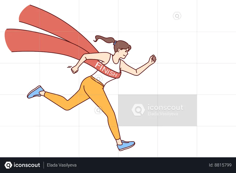 Running woman wins the competition  Illustration