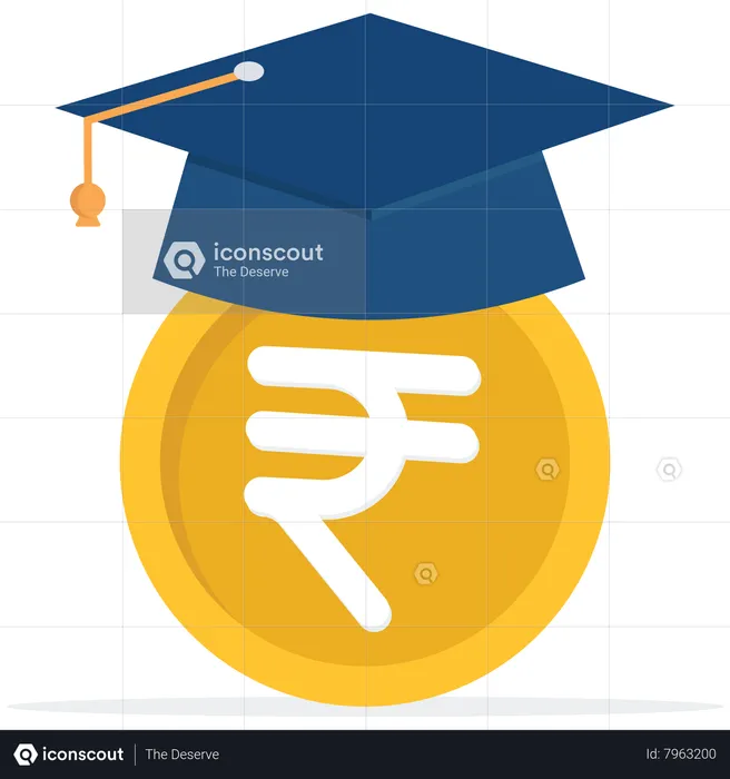 Rupie money coin with mortarboard graduation cap and certificate  Illustration