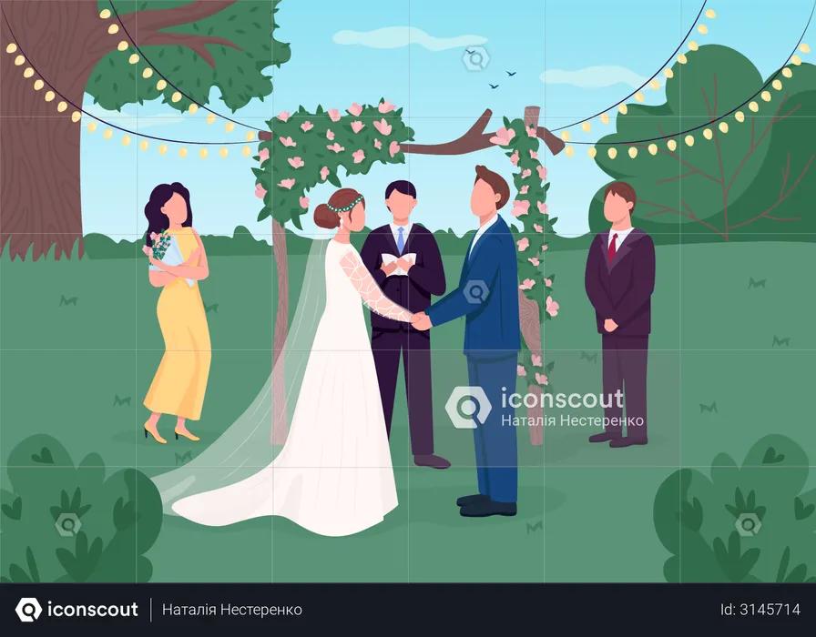 Rural wedding ceremony  Illustration