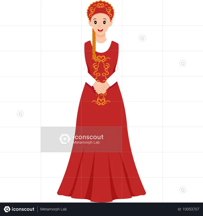 Russisches Hochzeitskleid  Illustration
