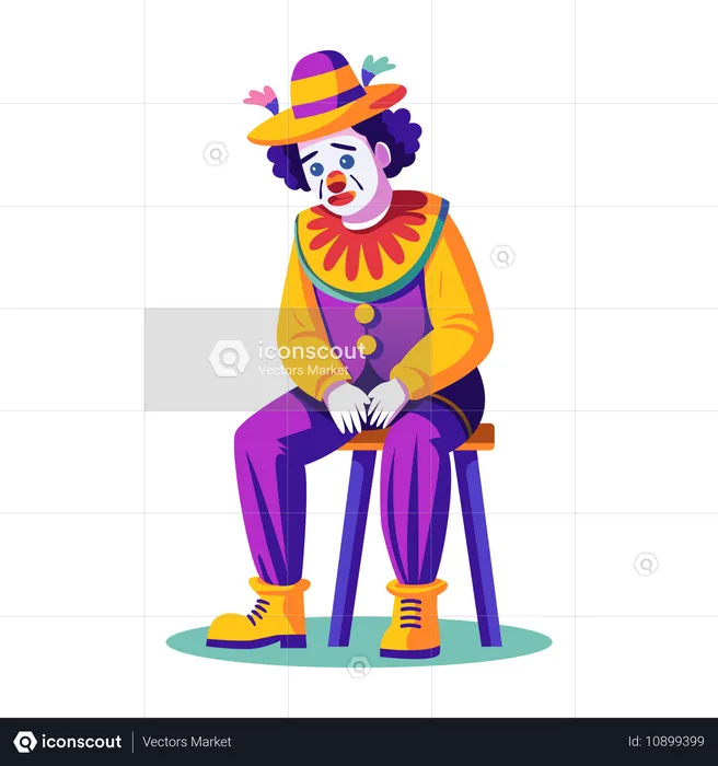 Sad clown sitting  Illustration