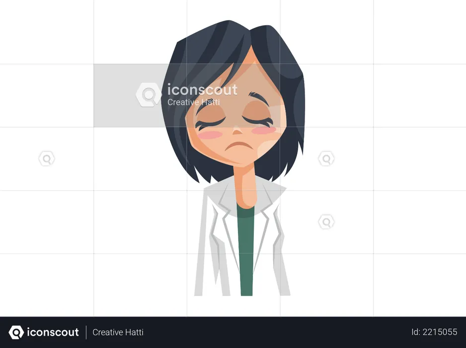Sad Female Doctor  Illustration