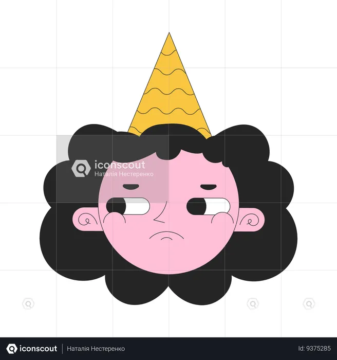 Sad girl birthday hat  Illustration