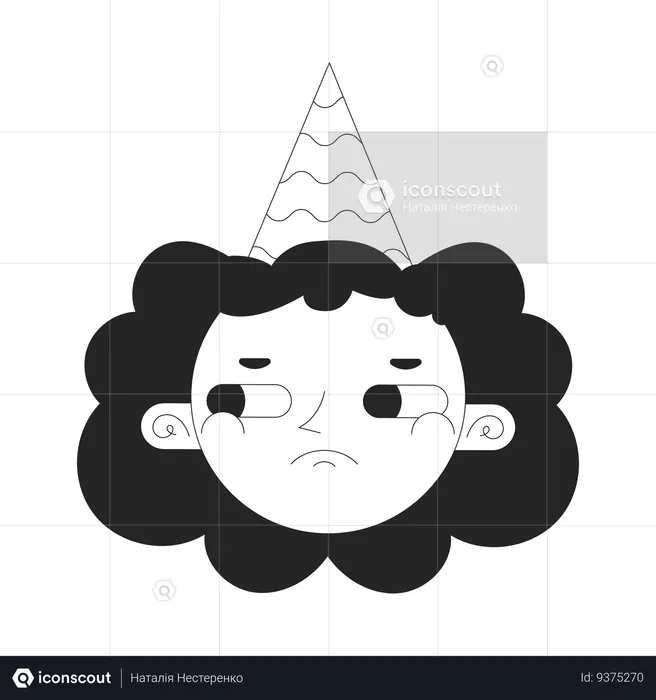 Sad girl birthday hat  Illustration