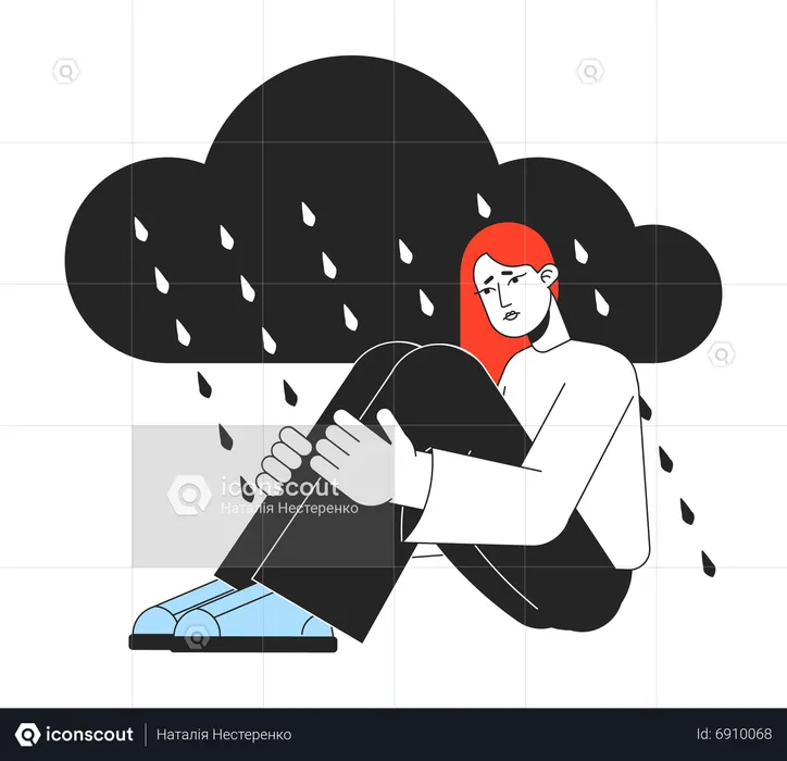Sad girl crying  Illustration
