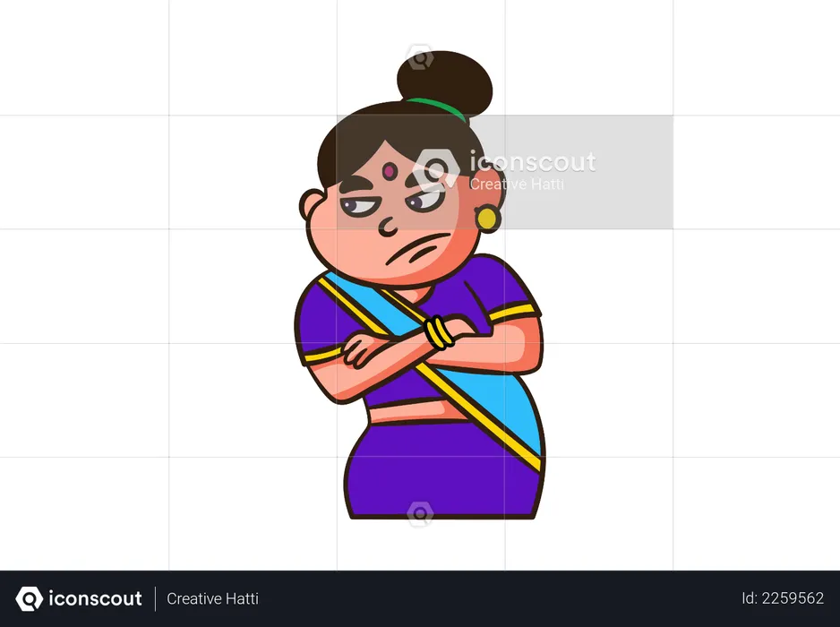 Sad Indian Woman  Illustration