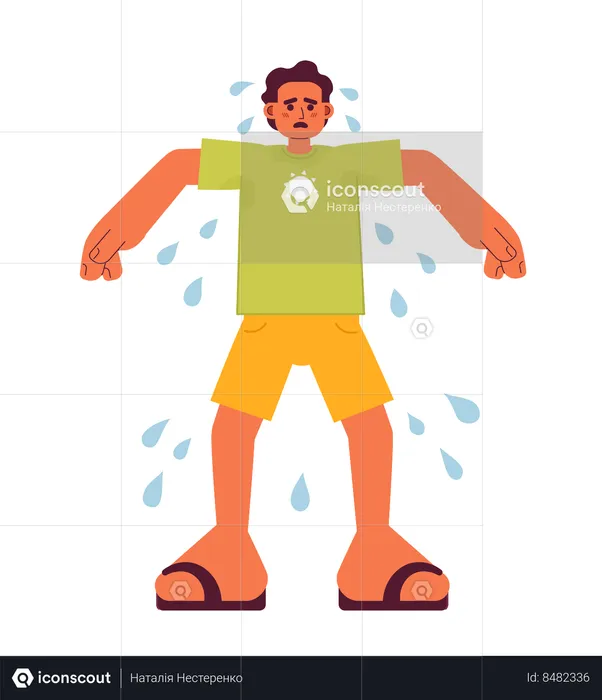 Sad man with sweaty armpits  Illustration