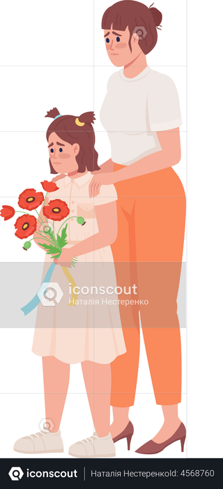 Best Premium Sad mother and girl giving condolence Illustration download in PNG & Vector format Best Premium Sad mother and girl giving condolence Illustration download in PNG & Vector format