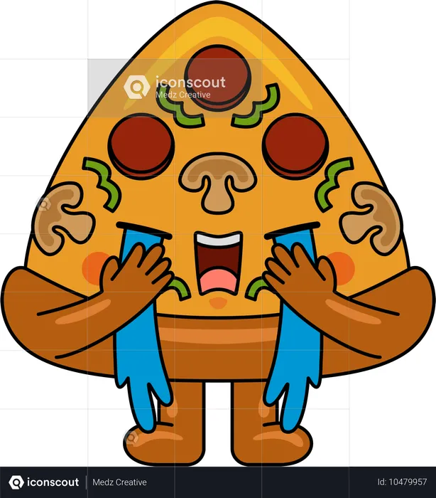 Sad Pizza Mascot crying  Illustration