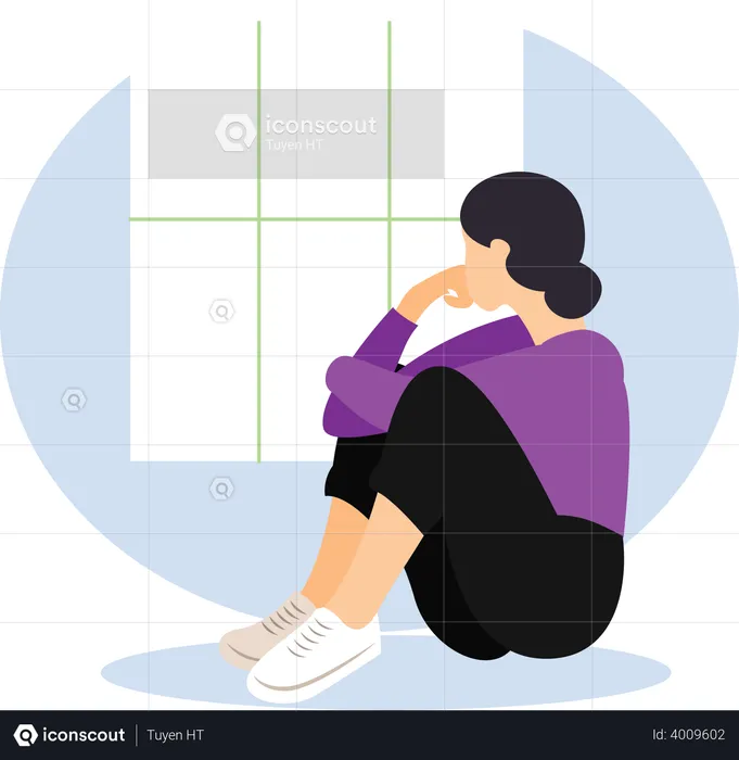 Sad woman thinking something  Illustration