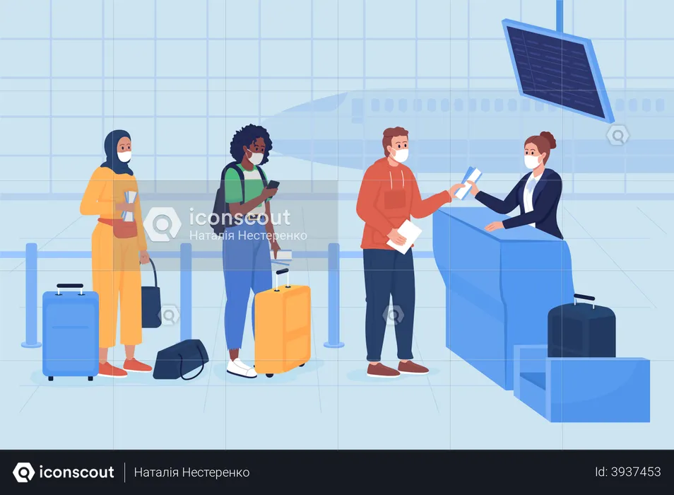 Safe boarding in airport terminal  Illustration
