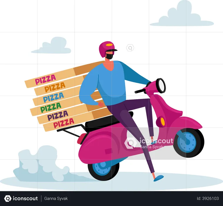 Safe pizza delivery during covid  Illustration