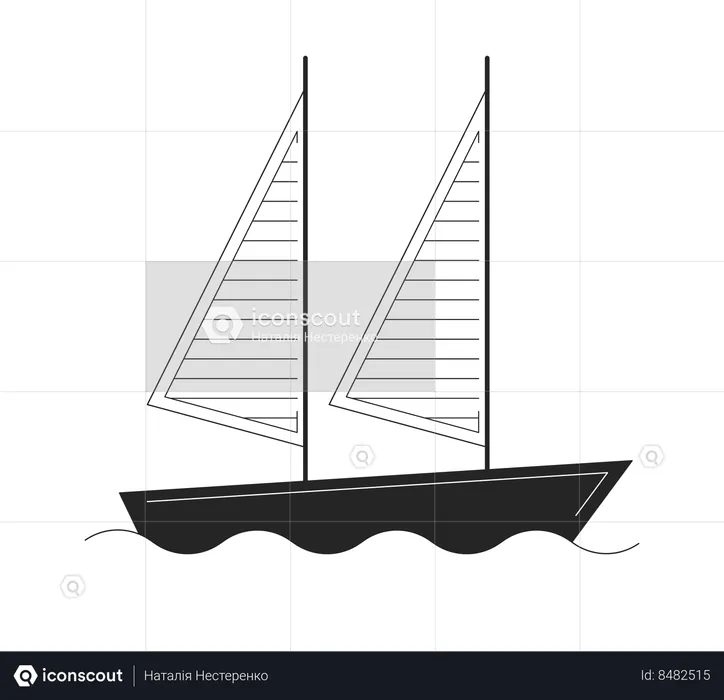 Sailing sailboat waves  Illustration