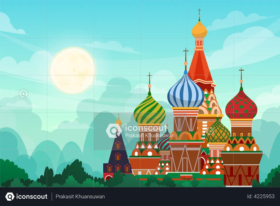 Saints Basil Cathedral in Moscow  Illustration