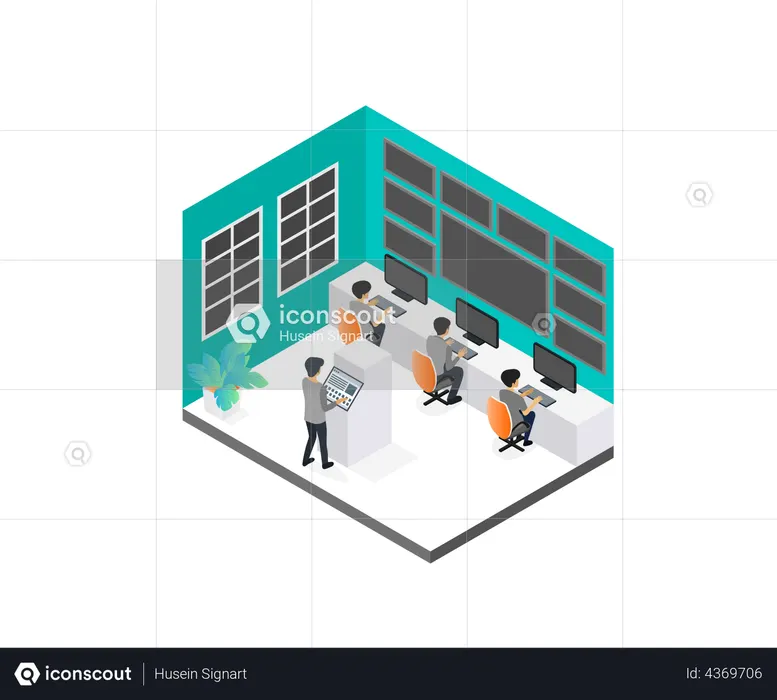 Sala de segurança cftv  Ilustração