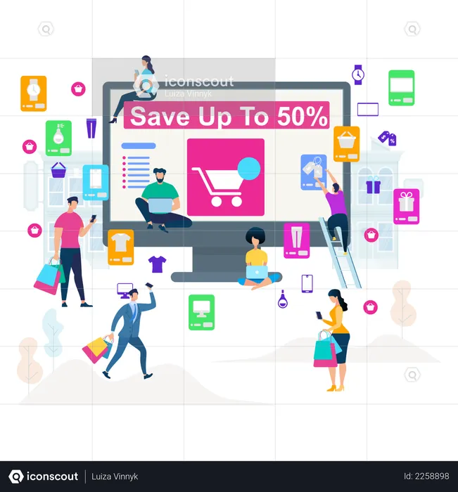 Sale with save up to 50%  Illustration