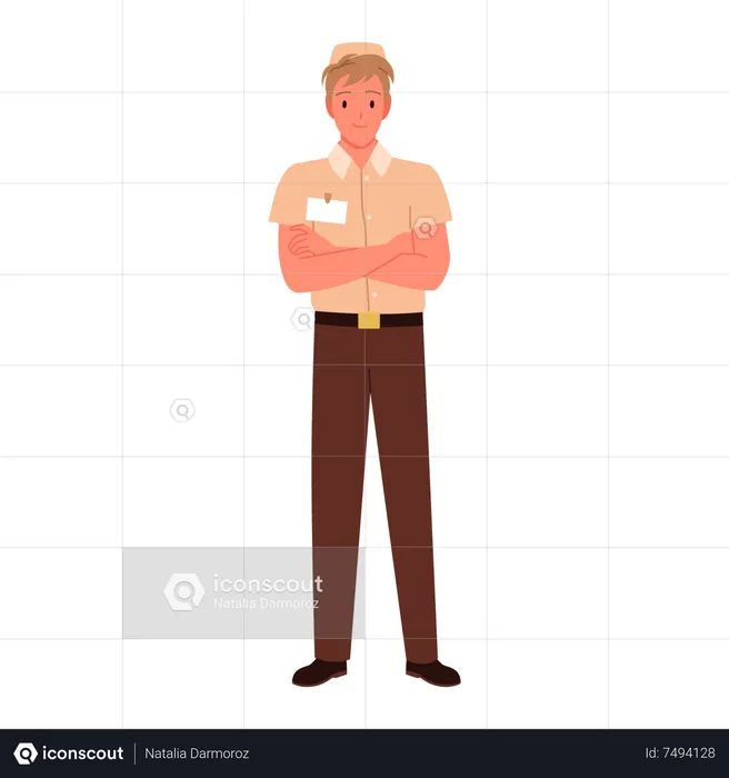 Sales Boy standing crossing arm  Illustration