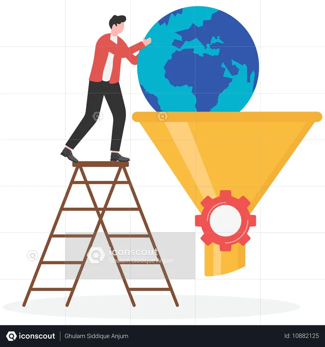 Sales earth on the funnel  Illustration