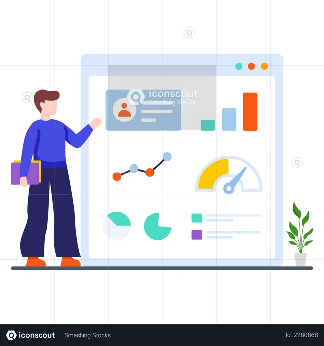 Sales executive collecting sales data  Illustration